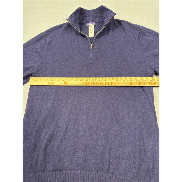 sweater lambswool Patagonia Mens large  blend BLUE PULLOVER   Knit 1/4 zip - Picture 6 of 9